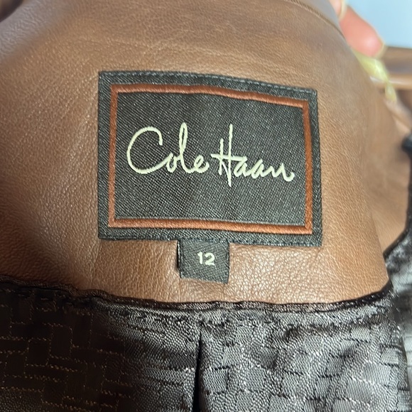 Cole Haan Brown Leather Jacket Sz 12 - Picture 10 of 12